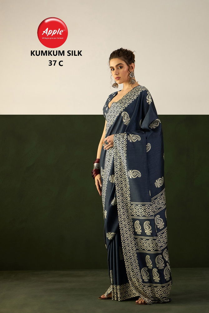 Kumkum 37 By Apple Cotton Blend Printed Sarees Wholesale Market In Surat
